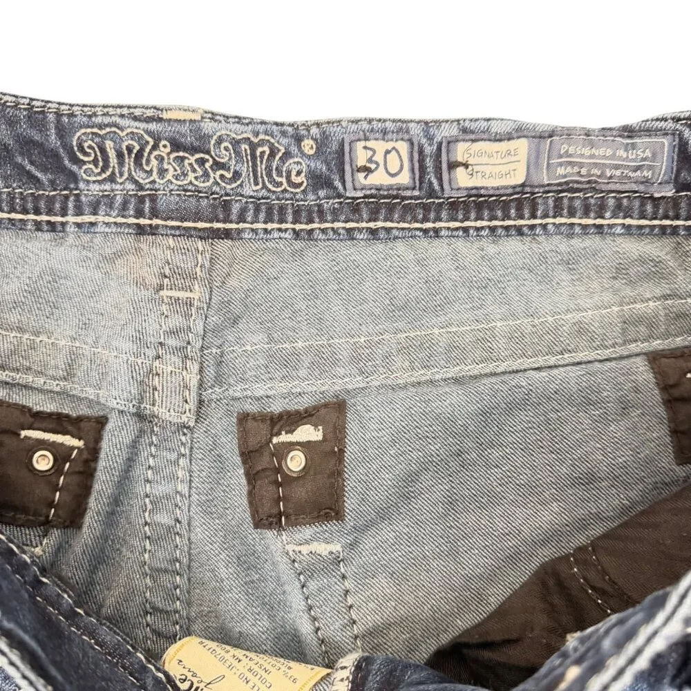 Miss Me Jeans Signature Straight (JE3074FTR) - Women's 30 - Fleur Di Lis Pocket - Picture 10 of 13